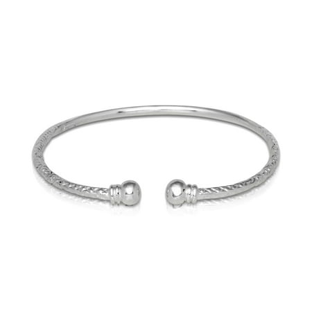 Better Jewelry Double Halo .925 Sterling Silver West Indian Bangle (1 piece)