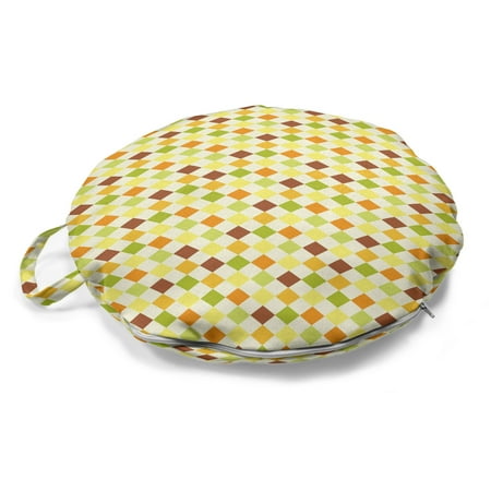 

Autumn Round Floor Cushion with Handle Abstract Leaves Inspired Argyle Illustration Geometric Elements Print Pillow for Living Room & Dorms 18 Round Pastel Yellow Multicolor by Ambesonne
