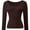 Chocolate, variant on Womens Casual Long Sleeve Scoop Neck Slim Fitted Basic Top