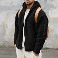 thumbnail image 2 of WTOBBY Men's Casual Loose Double-Faced Fleece Jacket, Solid Color Zipper Hooded Plush Warm Coat for Winter, Soft and Lightweight for Daily and Outdoor Activities,Black L, 2 of 5
