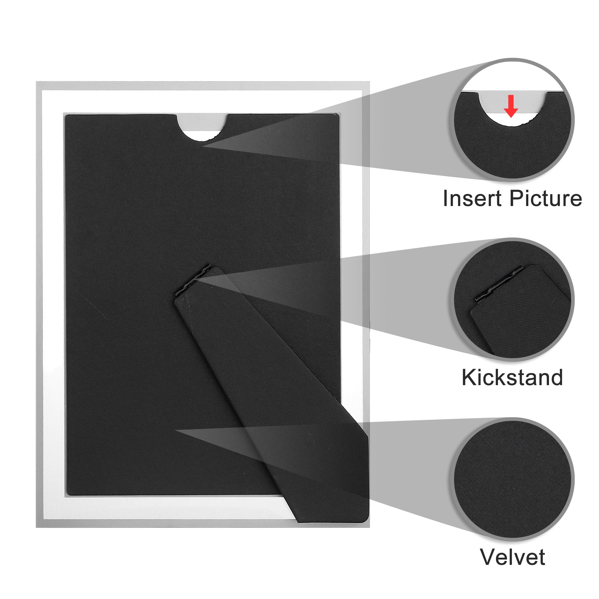 Unique Bargains Glass Picture Frame for Tabletop Display for Classy Home Decor Silver 4x6/6x8