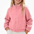 thumbnail image 3 of HAOTAGS Girls Fleece Jacket (3-14) Casual Stand Up Collar Zip Up Long Sleeve Warm Outerwear Pink Size 7, 3 of 6