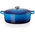 thumbnail image 2 of Le Creuset Signature Enamelled Cast Iron 29cm Oval Casserole Dish With Lid, Blue, 2 of 5