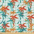thumbnail image 2 of Ambesonne Tropical Fabric by the Yard Upholstery, Colorful Palm Trees Art, 2 Yards, Scarlet Turquoise Blue, 2 of 5