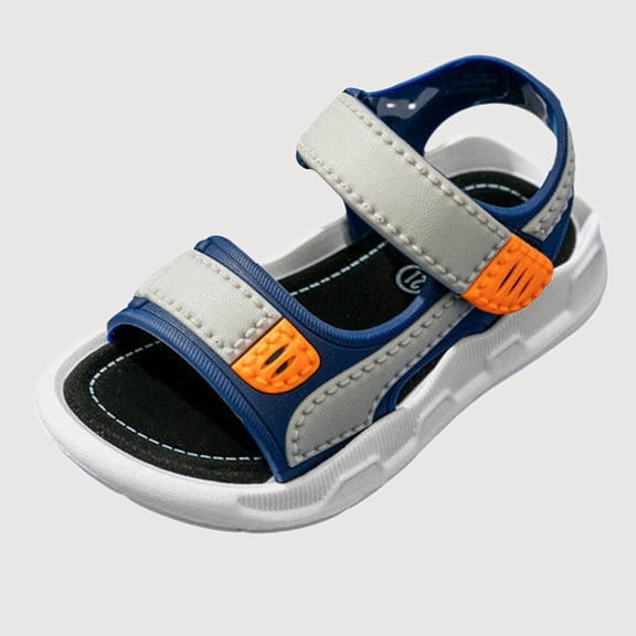 Gyujnb Boys Hook and Loop Open Toe Sandals, Soft Sole Strappy Summer Beach Shoes (Toddler, Little Boys),3.5-4 Years