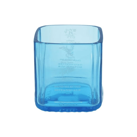 WASABOTTLE Bombay Sapphire Gin Repurposed Blue Bottle Rocks Glasses | 10 ounce Drinking Glasses Set for Cocktails, Juice & Wine,Regular Drinkware Cups(Set of 2)