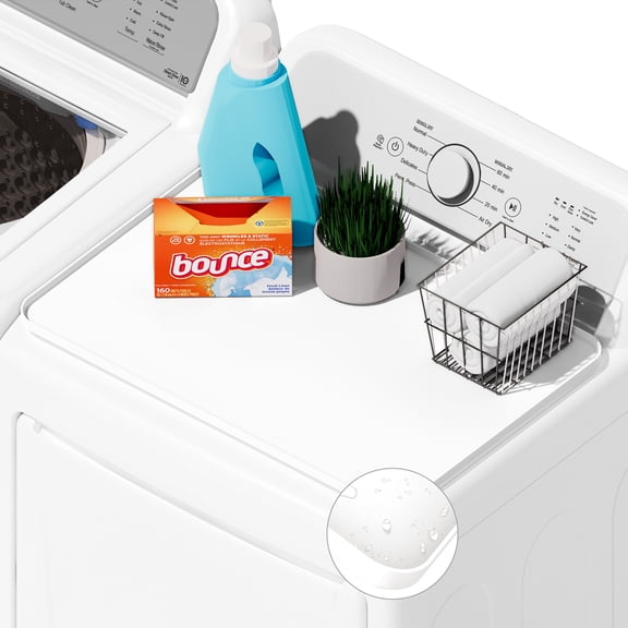 SEIRI 26" x 18" Silicone Washer and Dryer Top Mat, Non-Slip Laundry Machine Protector Cover, 1 Pack, White