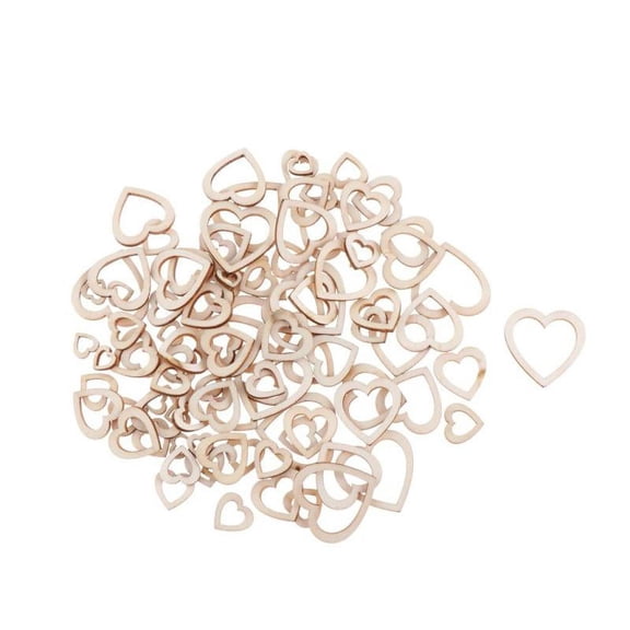 100 Pieces Hearts Blank Hollow Wooden Embellishments Crafts - Heart
