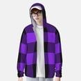 thumbnail image 4 of Balery Purple Buffalo Plaid Men's Women's UPF 50+ Sun Protection Lightweight Hoodie Performance Long Sleeve Shirt for Fishing Running-Large, 4 of 9