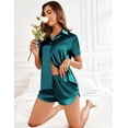 thumbnail image 3 of Ekouaer Pajama Sets Women Short Sleeve Casual Satin Sleepwear Tops and Shorts Nightwear, 3 of 6