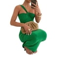 thumbnail image 2 of Coduop Women's One Shoulder Bodycon Long Dress Elegant Sleeveless Backless Ruched Wrapped Dress, 2 of 5
