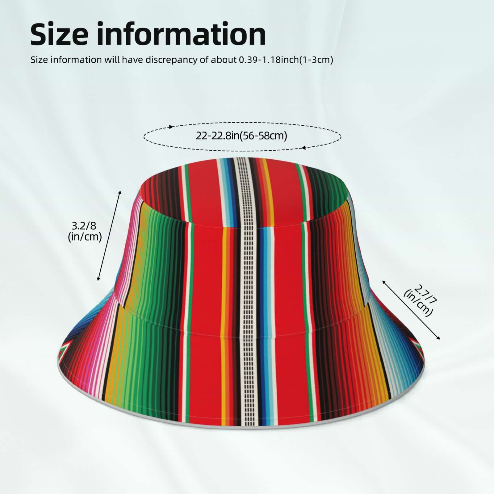 thumbnail image 6 of Disketp Mexican Serape Blanket Stripes Print Reflective Bucket Hat Beach Hat Summer Travel Sun Hats Fisherman Cap, 6 of 8