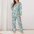 thumbnail image 2 of Picia Floral In Blue Pattern Women’s Long-Sleeve Sleepwear Set - Soft 2-Piece Loungewear with Pockets, Comfy PJs for Relaxing Nights-Large, 2 of 7