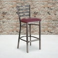 thumbnail image 4 of HERCULES Series Clear Coated Ladder Back Metal Restaurant Barstool - Burgundy Vinyl Seat, 4 of 6
