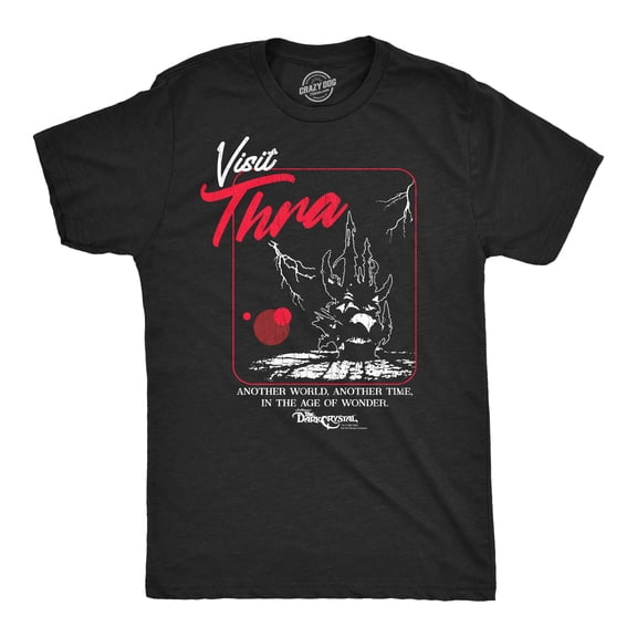 Mens Funny Visit Thra T-Shirt - Jim Henson's Dark Crystal Tee for Guys - Retro Movie Tshirt with Vintage Design Graphic Tees