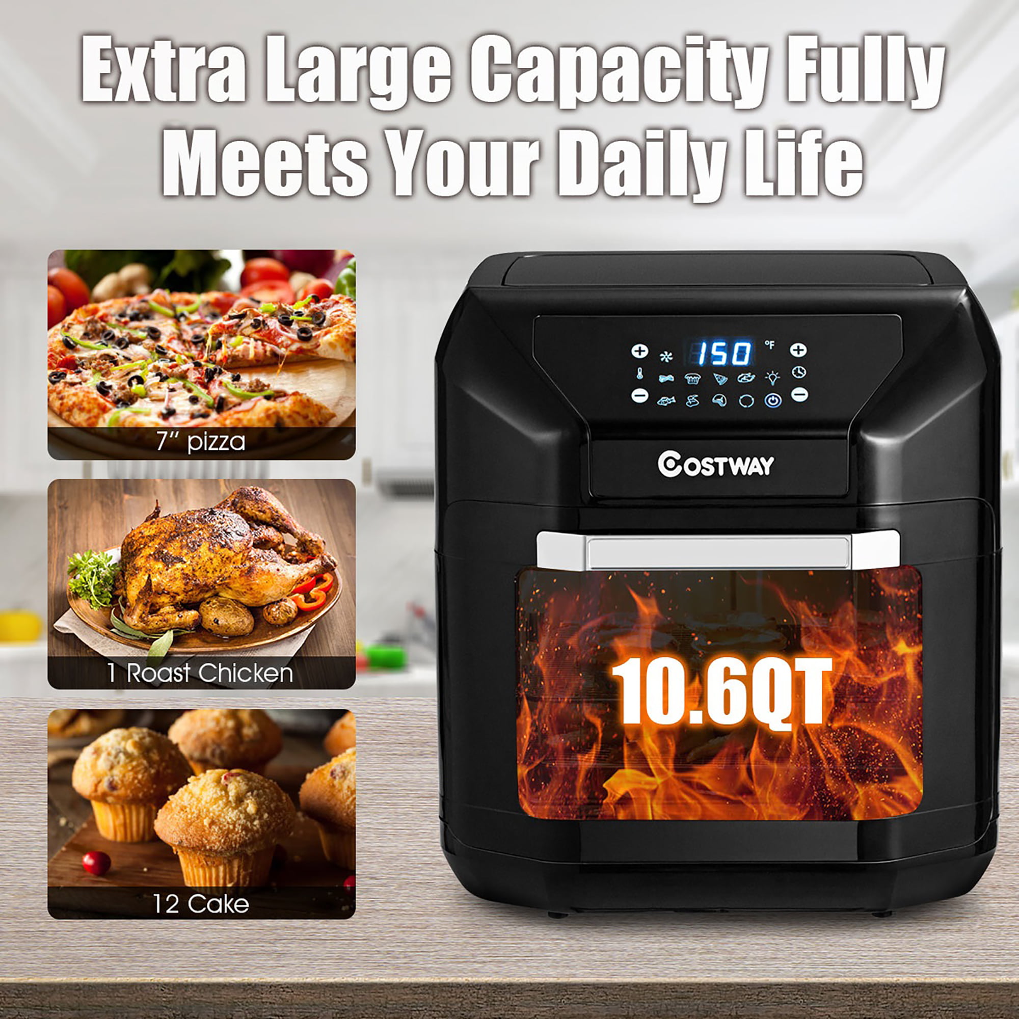 Costway 1500W Electric Air Fryer Cooker with Rapid Air Circulation System  20917463 –