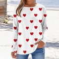 thumbnail image 4 of Valentine Day Shirts Womens Crew Neck Love Heart Print Funny Blouse Long Sleeve Loose Casual Graphic Tee Wine L, 4 of 5