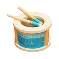thumbnail image 2 of Tambor de madera, tambor de mano, juguete de Aprendizaje Temprano, ayuda para la enseñanza del , instrumento de percusión para niños y, 2 of 9