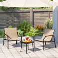 thumbnail image 4 of YYAo Patio Seating Sets,Outdoor Conversation Sets,3 Piece Outdoor Chair Set with Breathable Fabric Seat and Armrests-Brown, 4 of 10