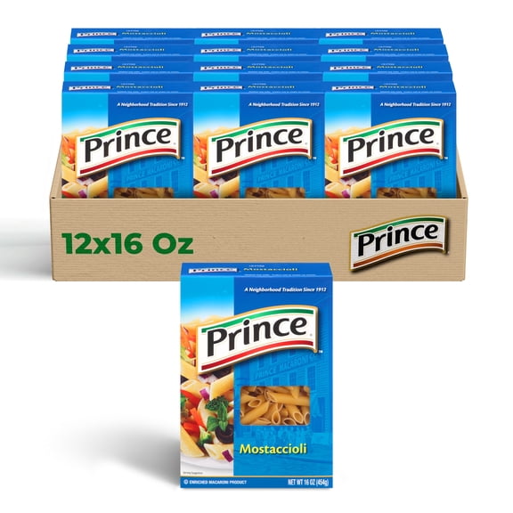 Prince Mostaccioli Pasta – Classic Tube-Shaped Pasta for Authentic Italian inspired dishes (12-Pack, 16 oz Each) – Perfect for baked pasta recipes, pasta salads, and hearty sauces.