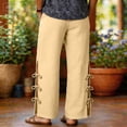 thumbnail image 4 of Womens Summer Pants Casual High Waist Lightweight Side Slit Bow Pants with Pockets 2026 Summer Beach Vacation Trousers, S, 4 of 4