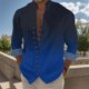 thumbnail image 3 of Camisas Para Hombre Manga Larga Negra Camisa estampada de manga larga con botones sueltos para hombre, vacaciones junto al mar, ocio (Blue, XXL), 3 of 4