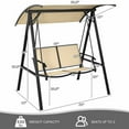 thumbnail image 3 of GVN Outdoor Porch Steel Hanging 2-Seat Swing Loveseat with Canopy-Beige, Porch Swing Hanging Bench, Outdoor Swing Bench for Patio, Yard, Garden, 3 of 7