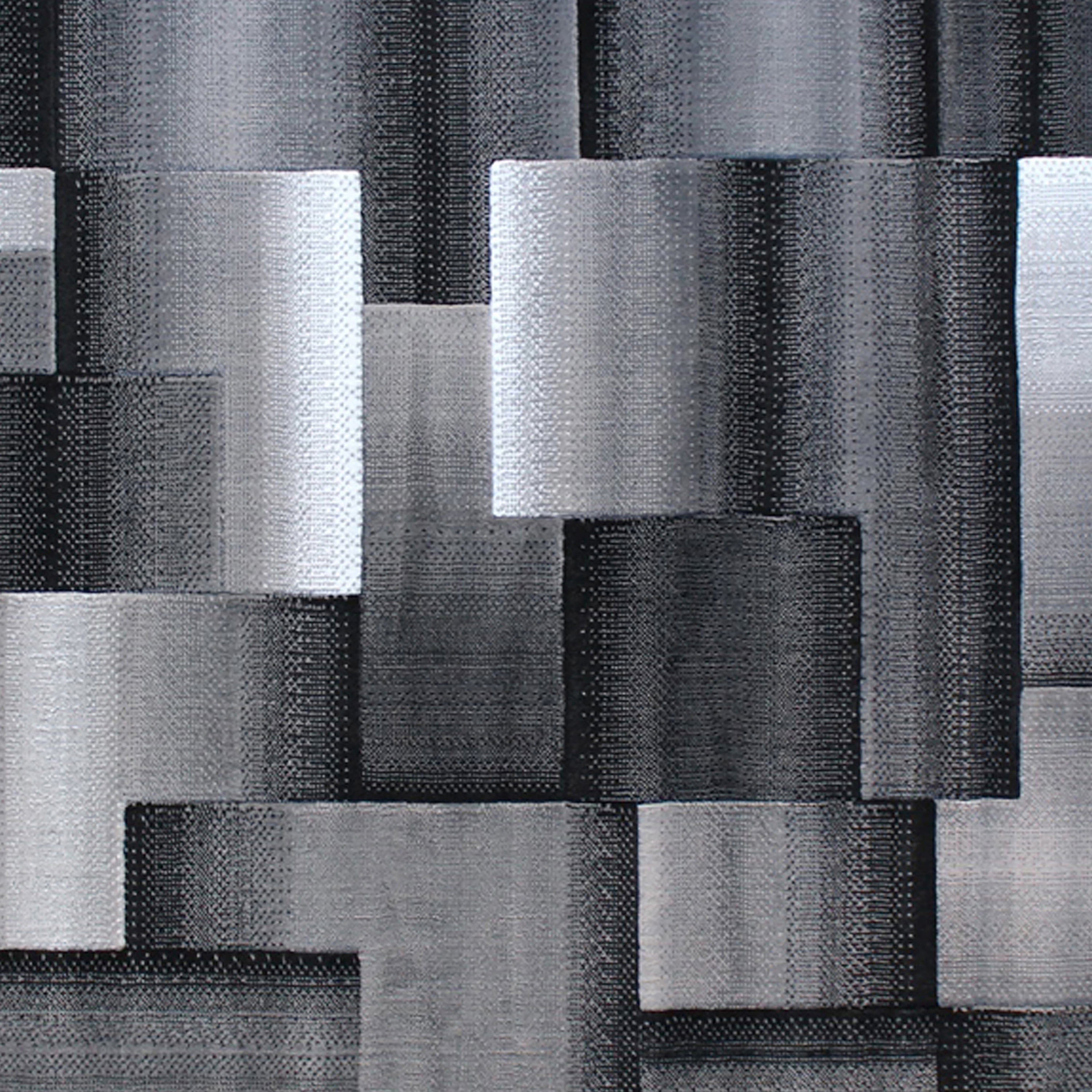 BizChair Modern Contemporary Area Rug, Grey Black (5 Feet X 7 Feet)