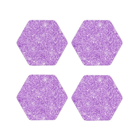 

Picia Lilac Glittering Printed Leather Coasters for Drinks 4 Drink Coasters Set of 4 for Tabletop Protection Handmade Luxurious Home Décor and Housewarming Gift -Hexagon