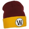 thumbnail image 3 of Daxton Custom A to Z Initial Letters Cuff Hat Beanie Warm Knit Skull Cap, Burgundy Gold Letter W, 3 of 4