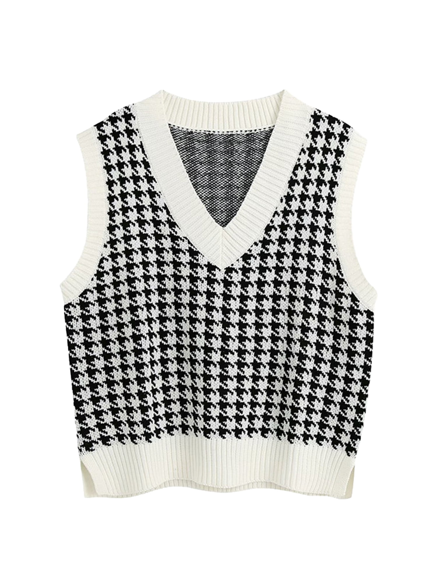 FAROOT Women Sweater Vest Autumn Plaid 
