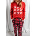 thumbnail image 1 of ABPHQTO Ropa de salón de dos piezas con estampado gráfico de corazón rojo para mujer, 1 of 5