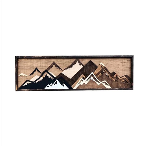 El Arte de la Pared de la Montaña de Madera Traerá Decoración Artística A Dos Aguas, Decoración de la Escena de la Luna del Atardecer C