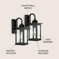 thumbnail image 4 of JONATHAN Y Cary 5.9" 1-Light Iron/Glass Traditional Modern Lantern LED Outdoor Sconce, Black (Set of 2), 4 of 9