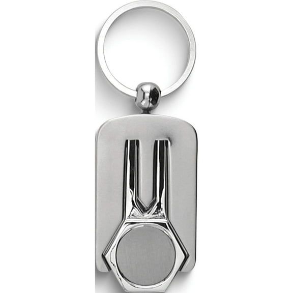 Fashion Nickel-Plated Polished And Satin Golf Divot Key Ring (2.25 X 0.75) Made In China gp2867