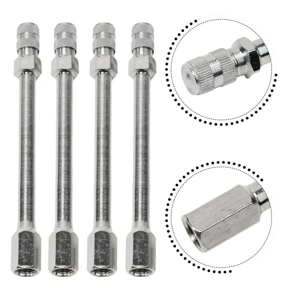 4 Pcs 100mm Tyre Wheel Valve Extension Rod Extender Stem Caps Chrome Air Tyre Metal Stem Extender for Auto Car Truck