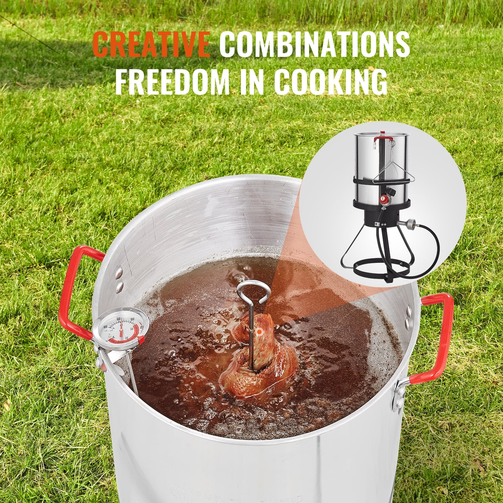 KFFKFF 30-Quart Turkey Fryer Propane Boiler Steamer Stock Pot Aluminum Outdoor