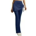 thumbnail image 2 of purcolt Women 2 in 1 Skirted Leggings Tummy Control High Waisted Flare Pants for Workout Yoga Tennis Fake Two Pieces & Side Drawstring, 2 of 9