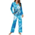 thumbnail image 2 of Garronmavis Blue Sea Turtle Women's Sleepwear 2-Piece SetLightweight & Cozy Sleepwear Long Sleeve Button Down Shirt & Comfort Fit Pants Loungewear, 2 of 7