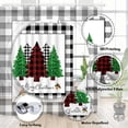 thumbnail image 3 of Christmas White Black Buffalo Plaid Shower Curtain Set, Xmas Tree Snowflake Winter Scene Bathroom Shower Curtain, Fabric Art Christmas Bath Curtain with Hooks,70X70IN, 3 of 5