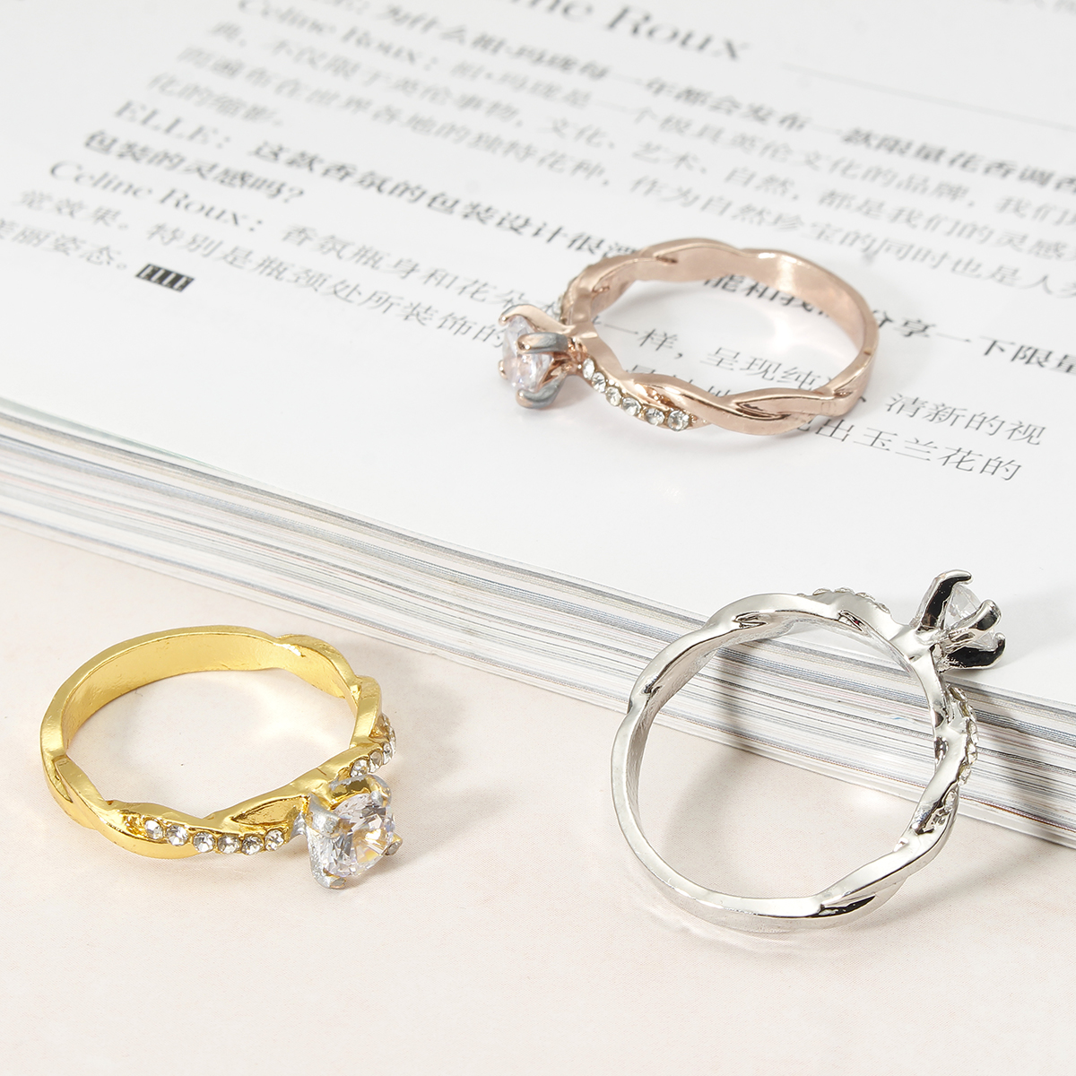 Women's ring, zircon sparkling diamond ring with beautiful romantic jewelry gift,Zirconia Decorative Flower Ring - image 3 of 4