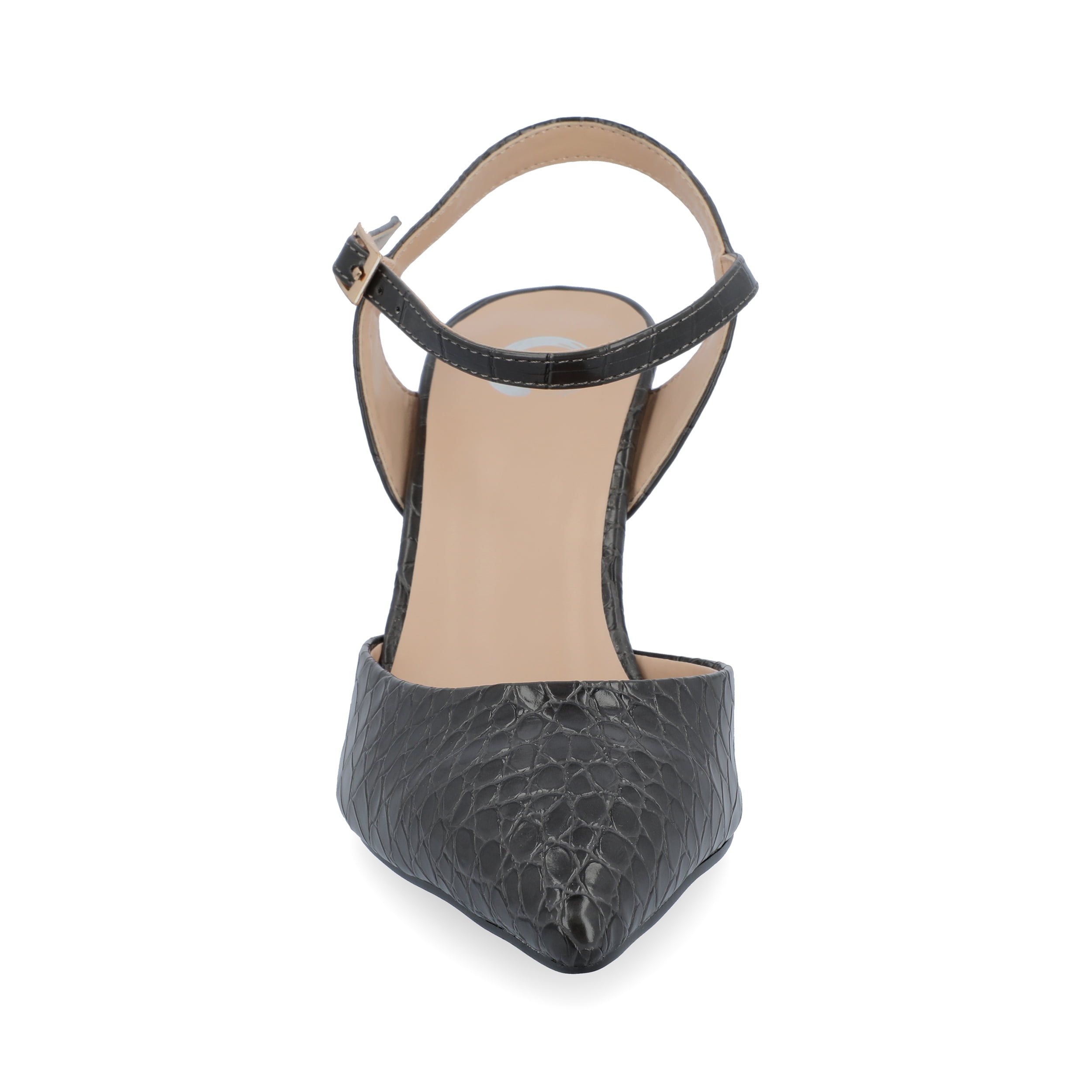 Journee Womens Nixey Croco Texture Buckle Pointed Toe Pumps, Widths Available