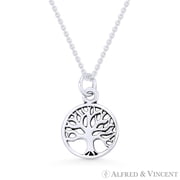 Tree-of-Life Charm Circle Pendant in .925 Sterling Silver