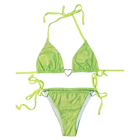 WELOIJEVBE G String Thong Bikini Sets For Women Sexy Cheeky Halter Micro Low Rise Brazilian Bikinis Swimsuits Tops Side Tie Bottoms Swim Suits 2 Piece Beachwear 2025 Vacation Trendy Swimwear