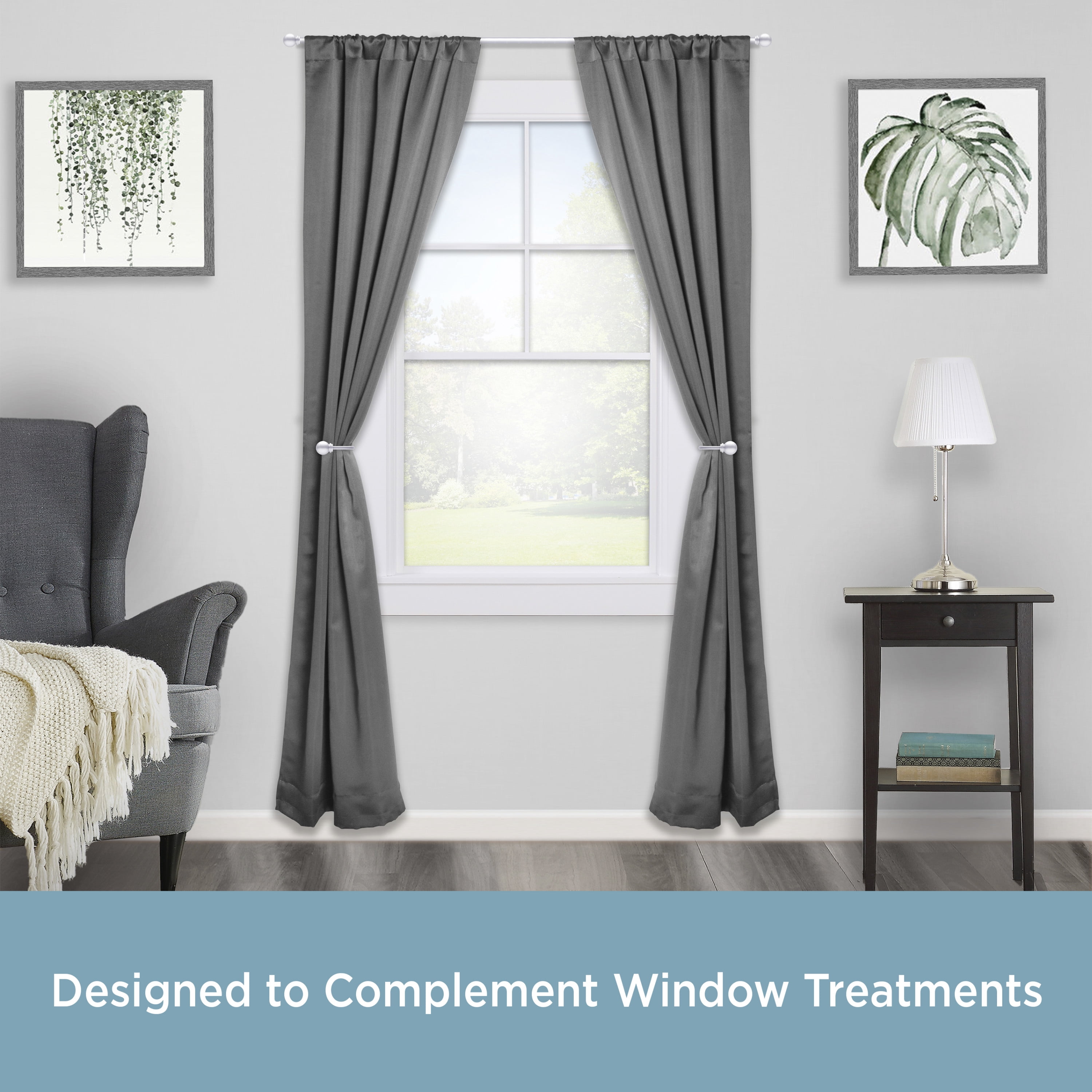 Chelsea 48-86 in. Decorative Curtain Rod & Holdback Set, 5/8 in. Diameter