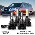 thumbnail image 1 of Compatible with Nissan Armada 2005-2015 High Low Beam Lamp Set 4 Pack - 10,000LM 6500K Cool White 500% Ultra-Bright Bulb, Plug & Play, 1 of 11