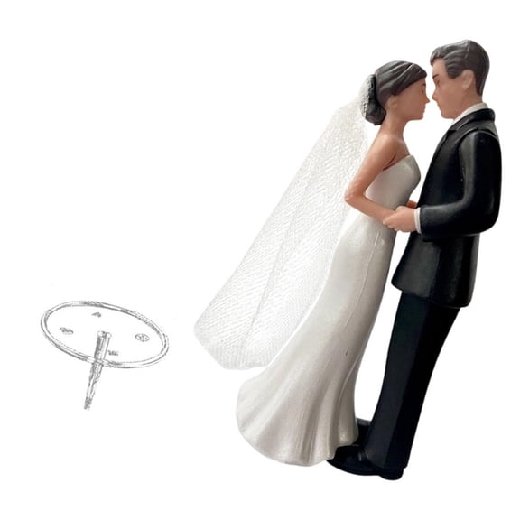 Yihuala Classical Bride And Groom Wedding Cake Decoration Couple Statue Cake Toppers With Detailed Veil Design for Ceremony