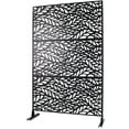 thumbnail image 4 of Freestanding Metal Privacy Screen for Outdoor and Indoor Spaces, 76 Inches High by 48 Inches Wide, Decorative Fence Panel for Deck Balcony Patio Lawn Garden, Black Finish, 4 of 9