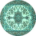 thumbnail image 1 of Ahgly Company Indoor Round Medallion Turquoise Blue Traditional Area Rugs, 6' Round, 1 of 4