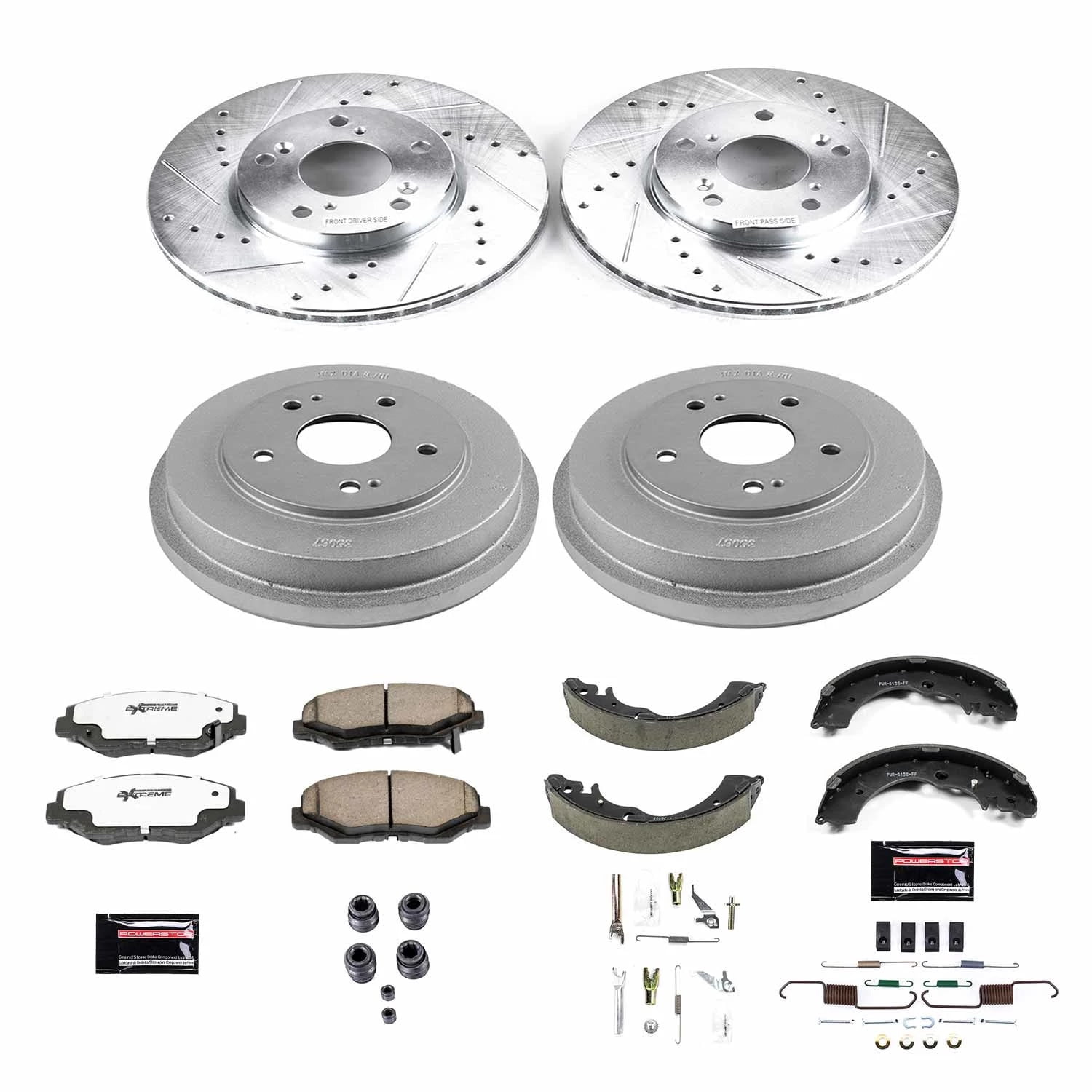 PowerStop Front and Rear Z26 Street Warrior Brake Pad Rotor Drum and Shoe Kit Fits: HONDA Select Models K15107DK-26